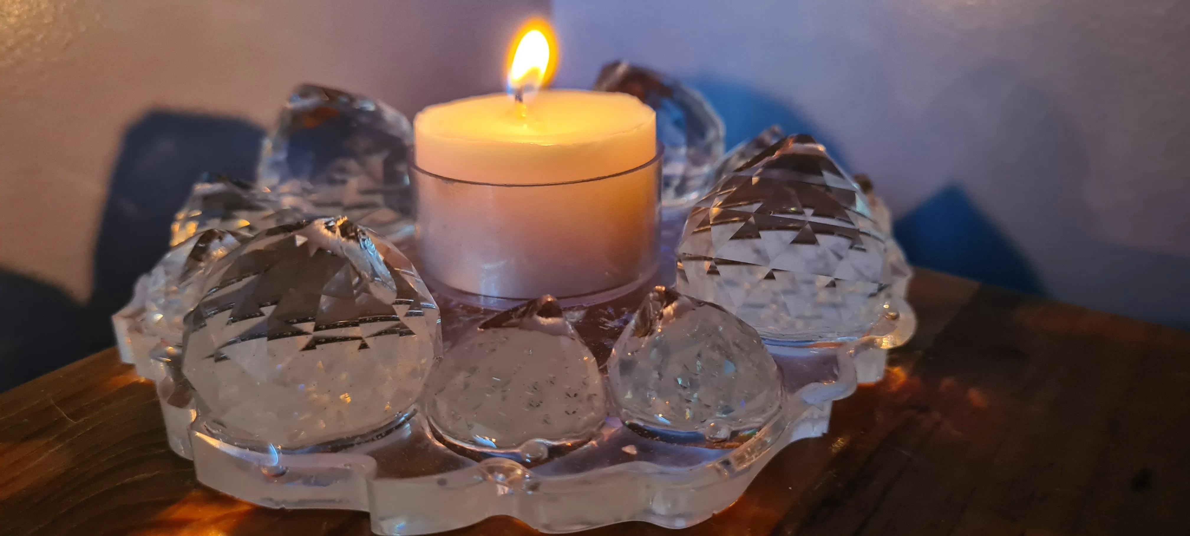 HANDMADE CRYSTAL TEA LIGHT CANDLE HOLDERS-made by me.