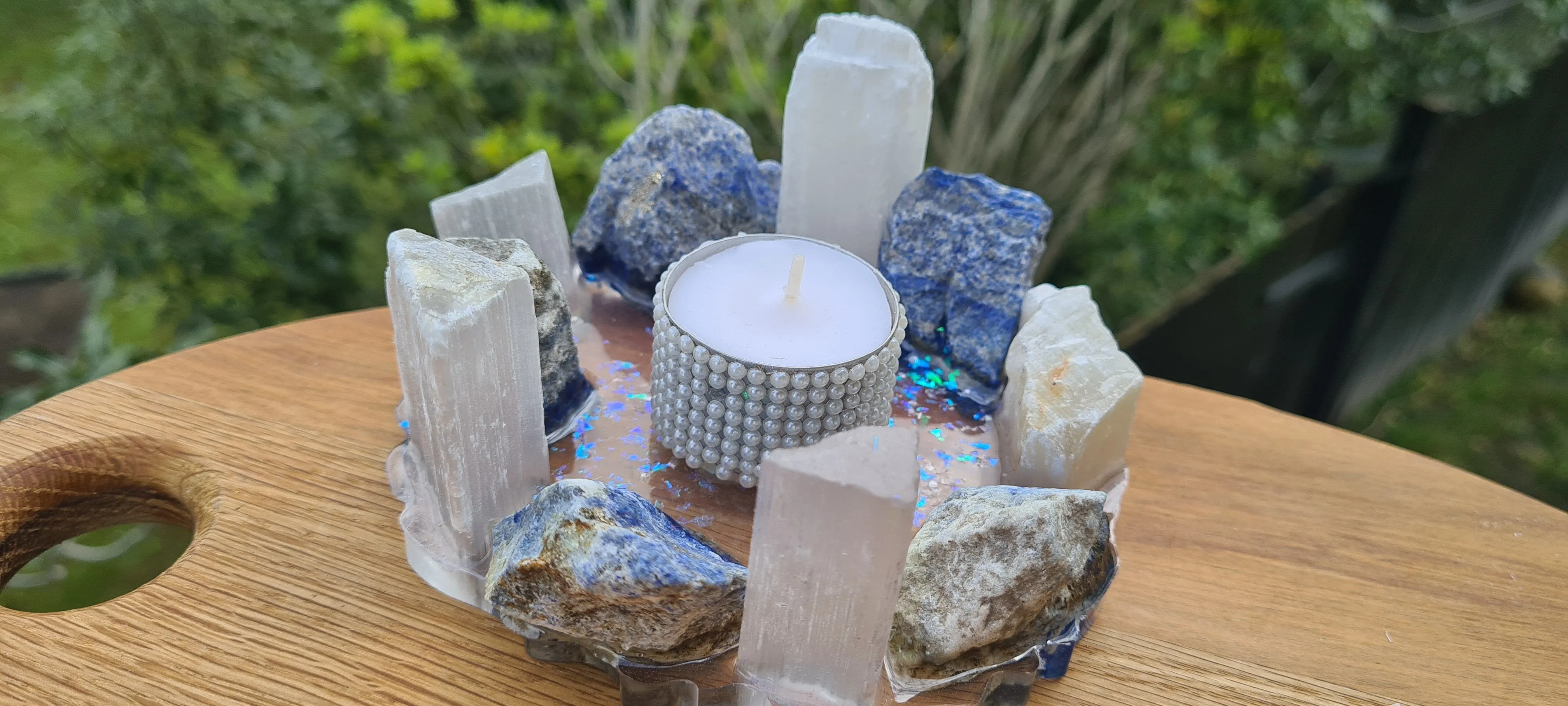 HANDMADE CRYSTAL TEA LIGHT CANDLE HOLDERS-made by me.
