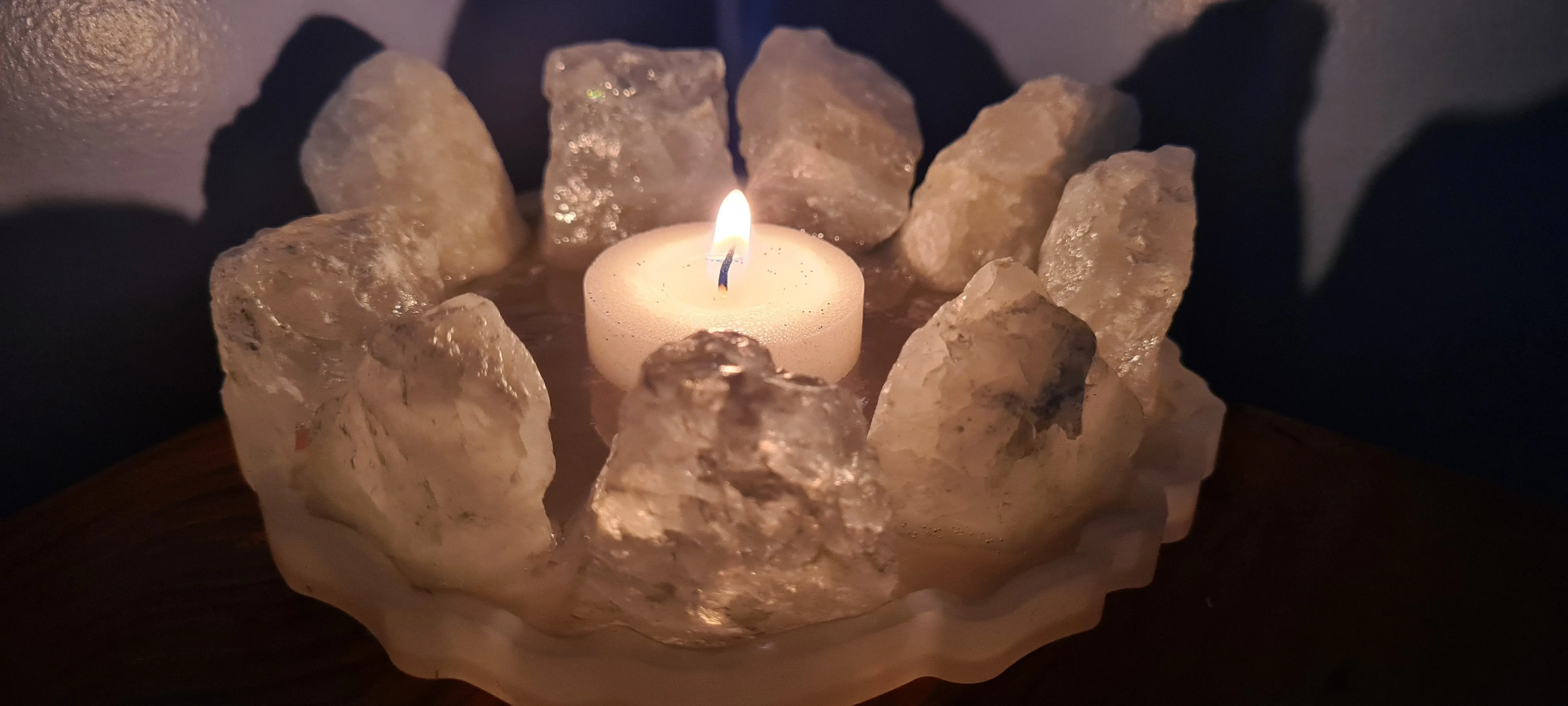 HANDMADE CRYSTAL TEA LIGHT CANDLE HOLDERS-made by me.