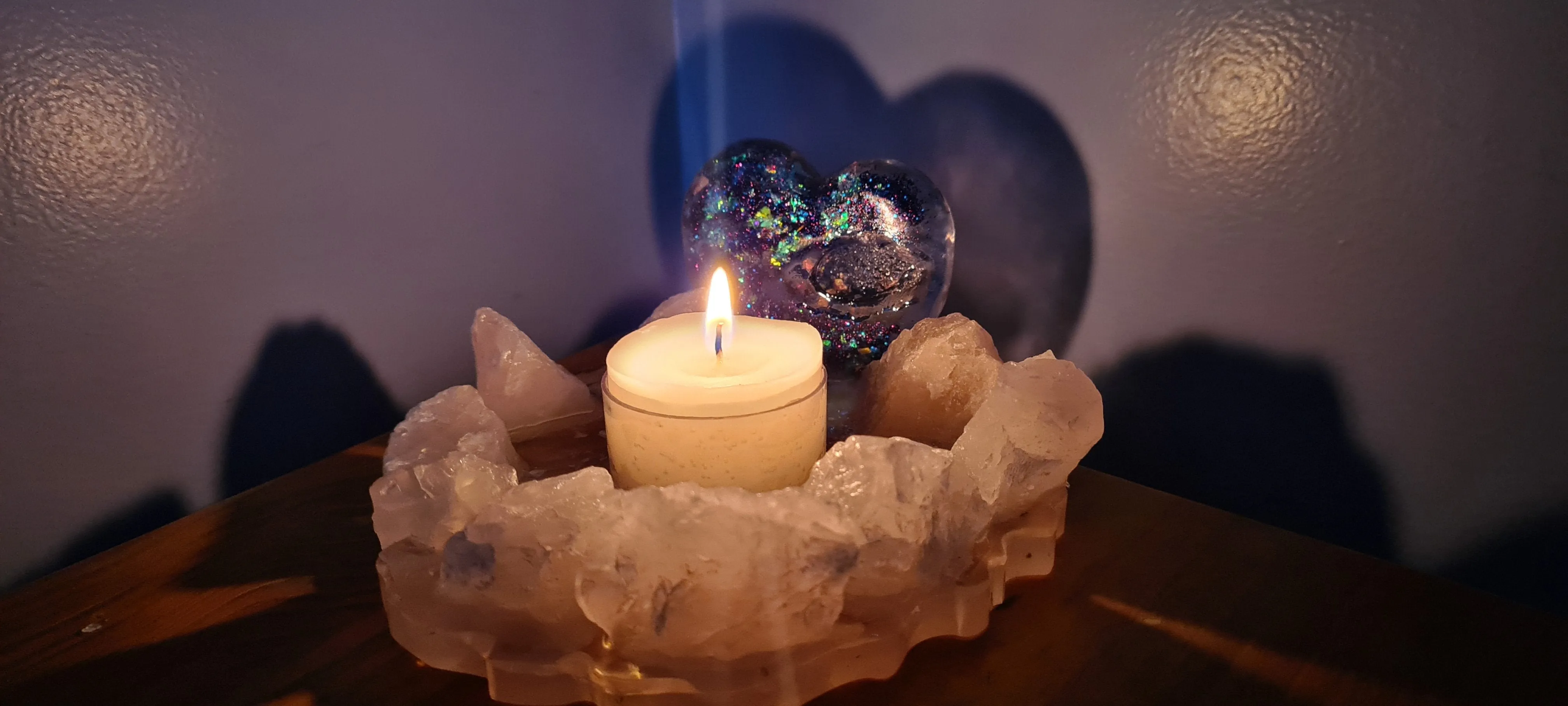HANDMADE CRYSTAL TEA LIGHT CANDLE HOLDERS-made by me.