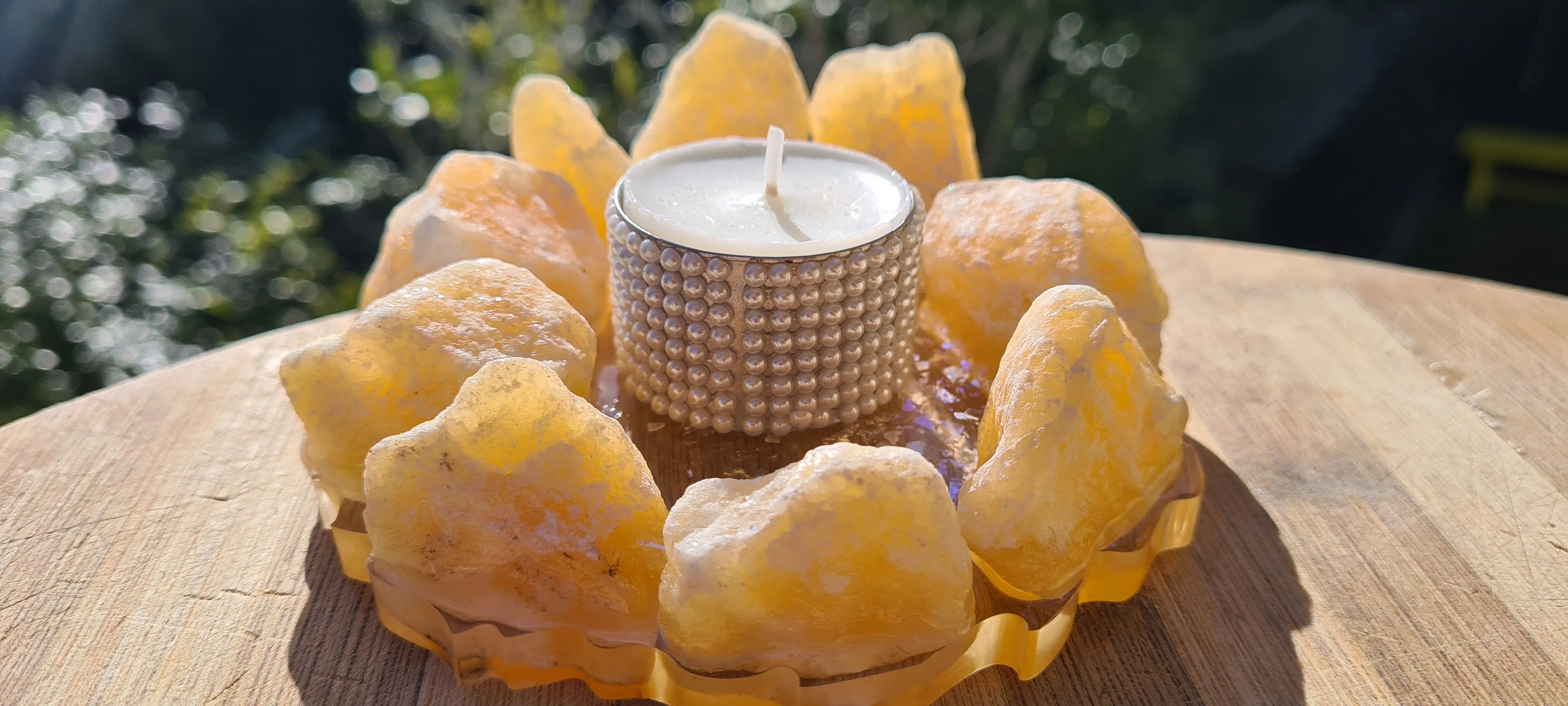 HANDMADE CRYSTAL TEA LIGHT CANDLE HOLDERS-made by me.