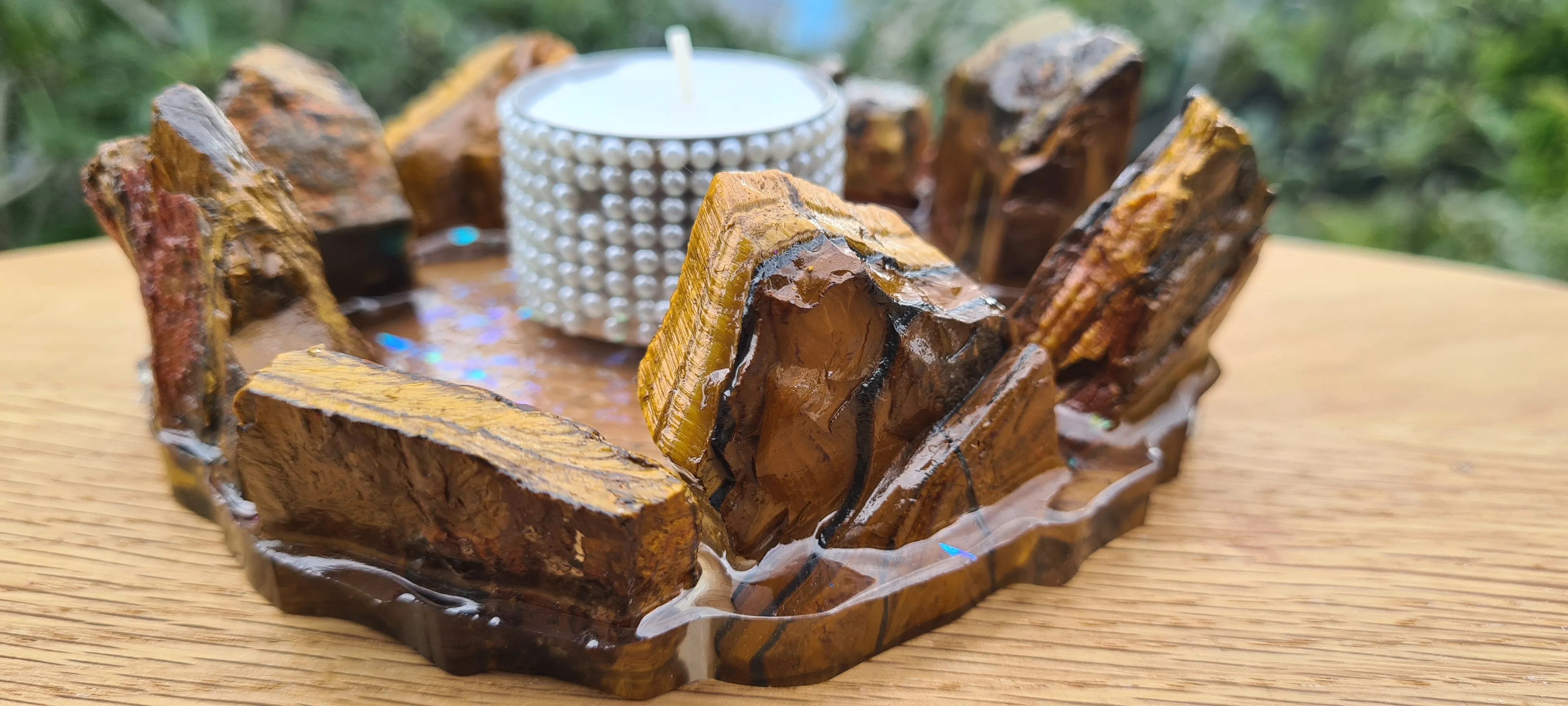 HANDMADE CRYSTAL TEA LIGHT CANDLE HOLDERS-made by me.