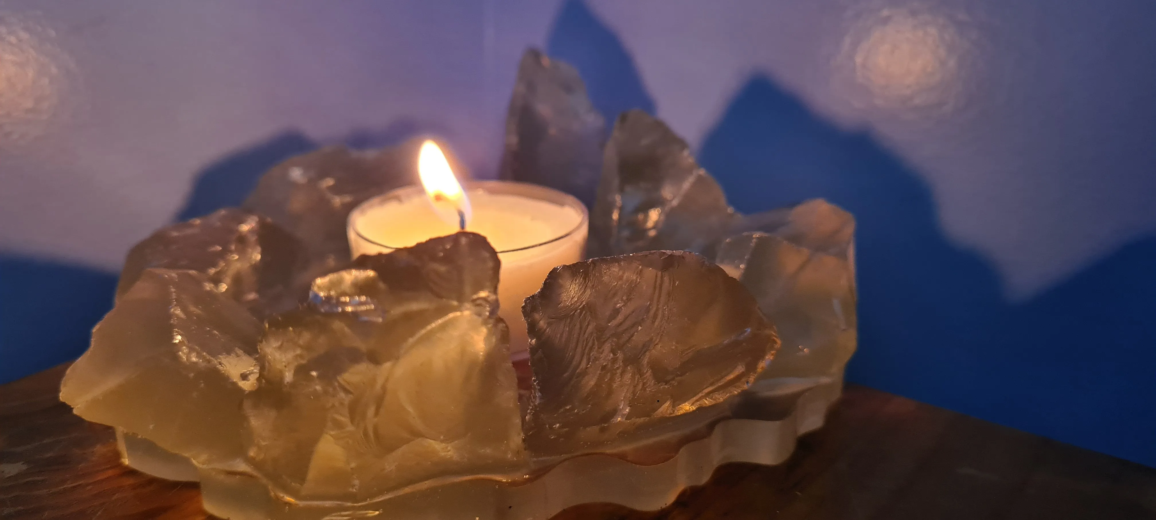 HANDMADE CRYSTAL TEA LIGHT CANDLE HOLDERS-made by me.