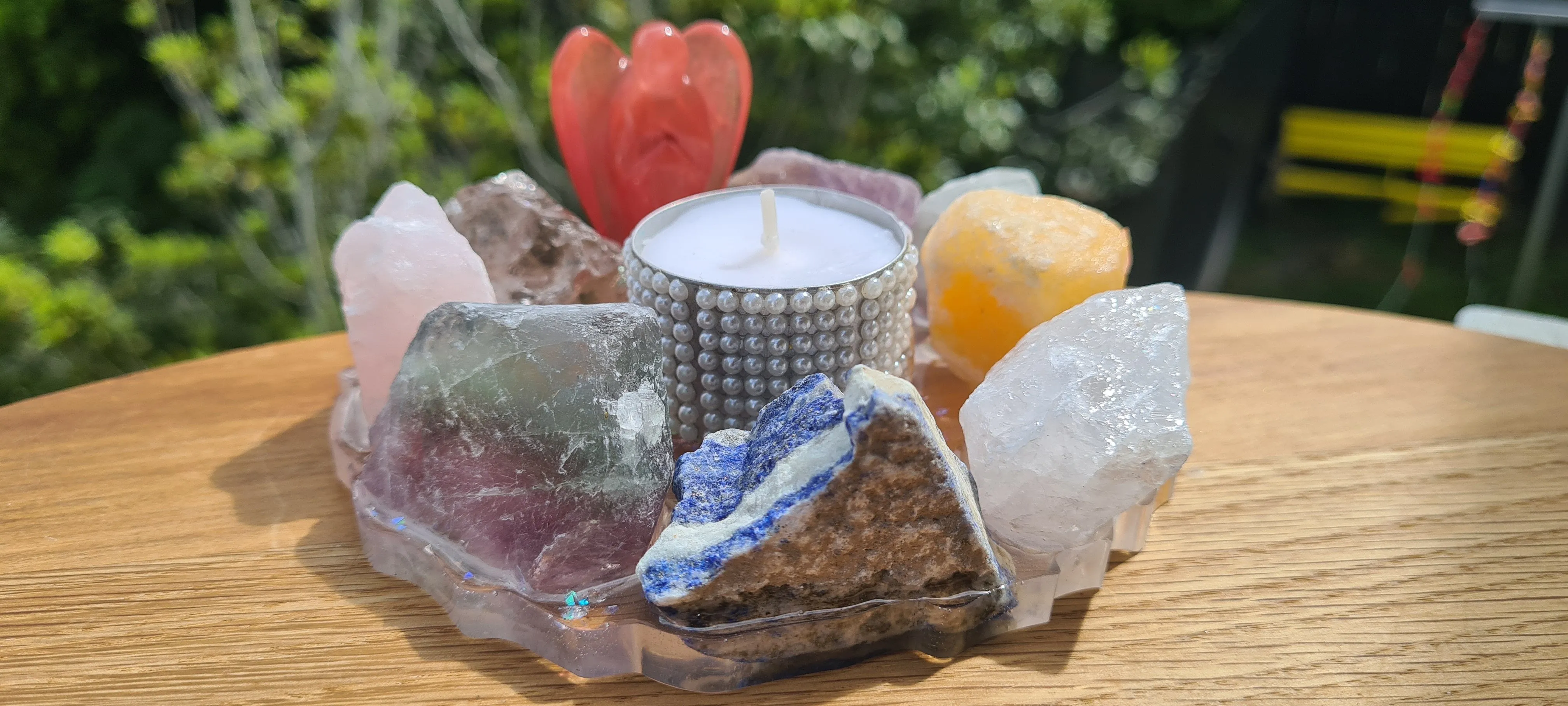 HANDMADE CRYSTAL TEA LIGHT CANDLE HOLDERS-made by me.