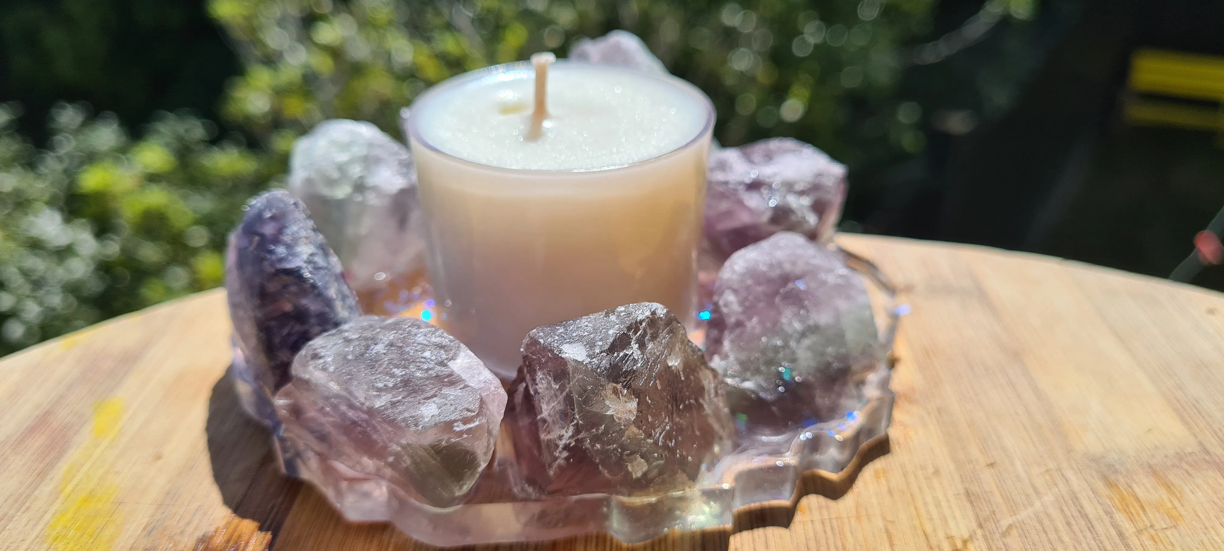 HANDMADE CRYSTAL TEA LIGHT CANDLE HOLDERS-made by me.