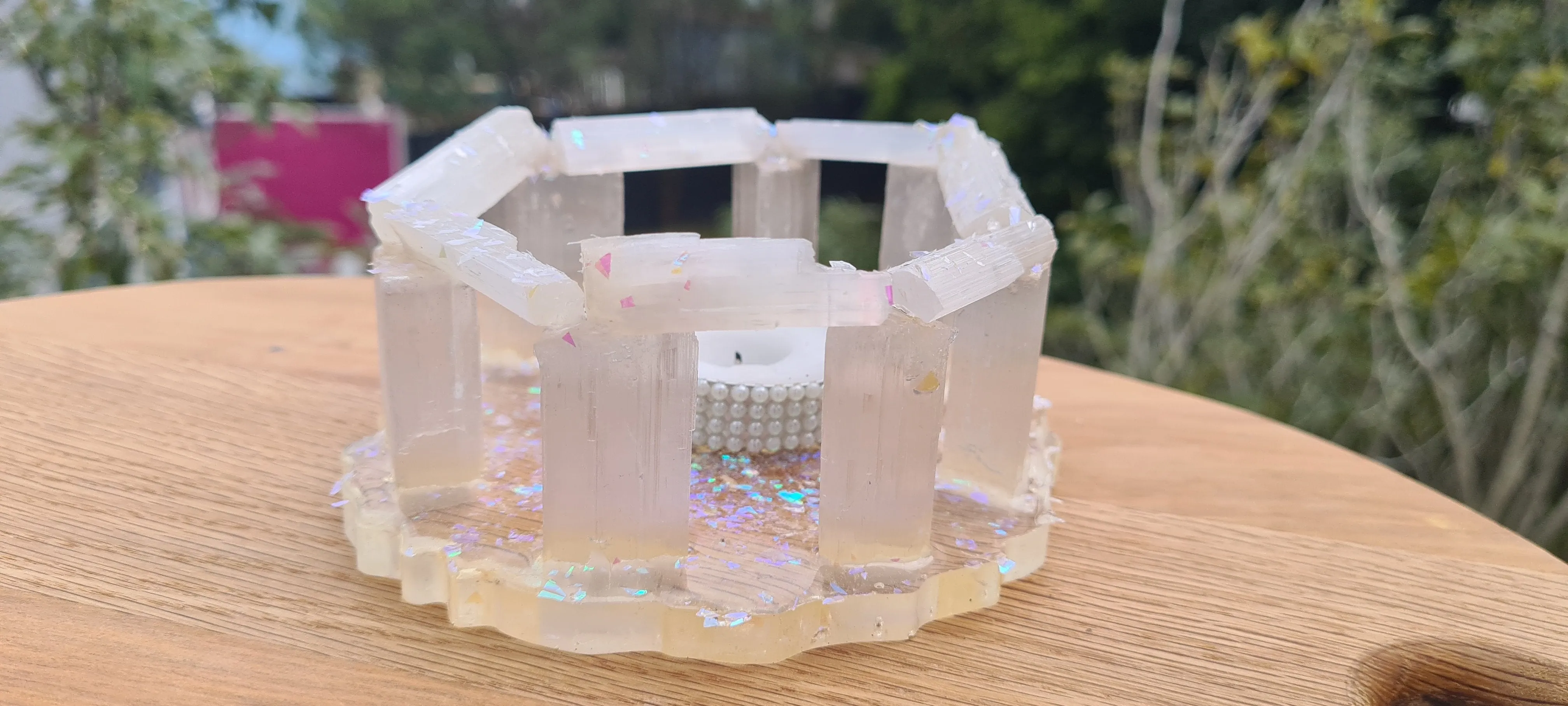 HANDMADE CRYSTAL TEA LIGHT CANDLE HOLDERS-made by me.