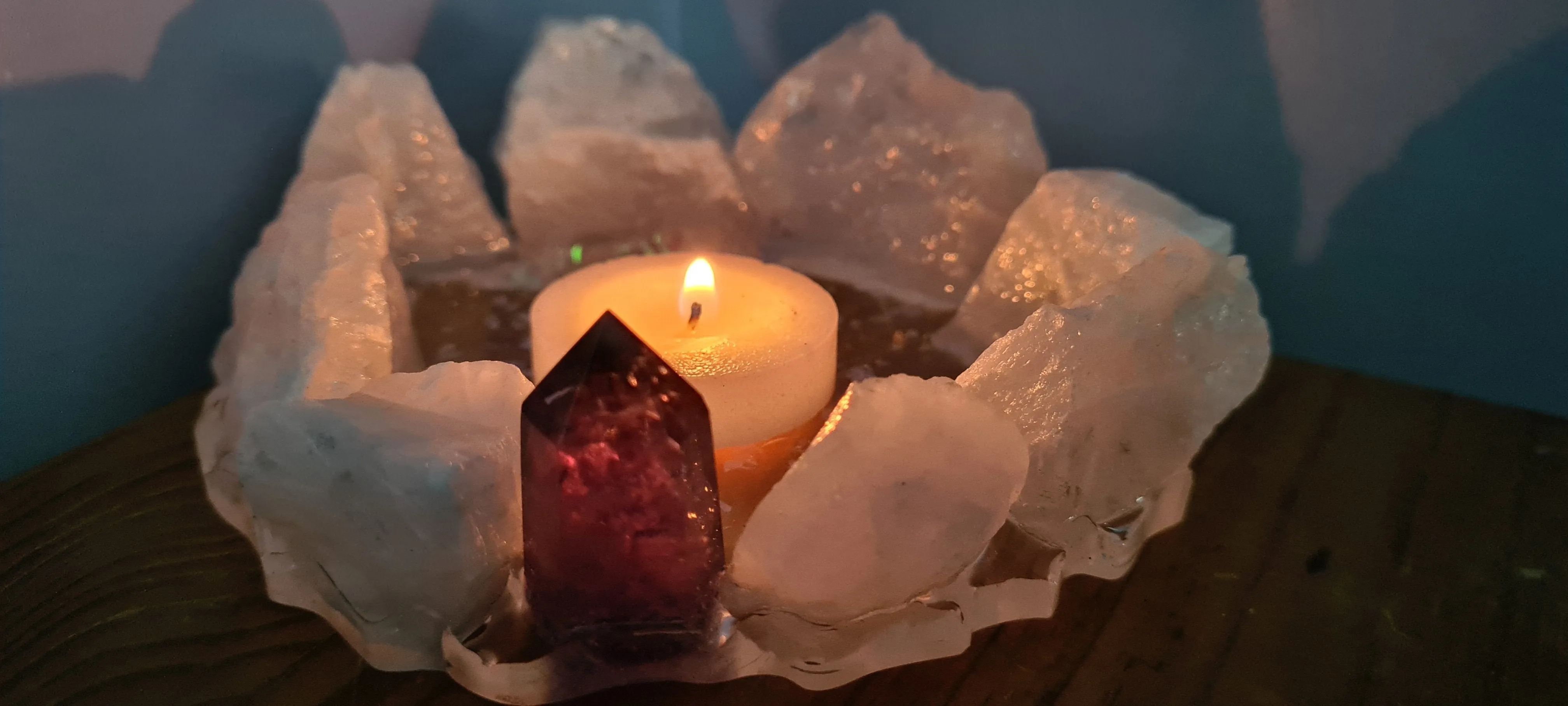 HANDMADE CRYSTAL TEA LIGHT CANDLE HOLDERS-made by me.