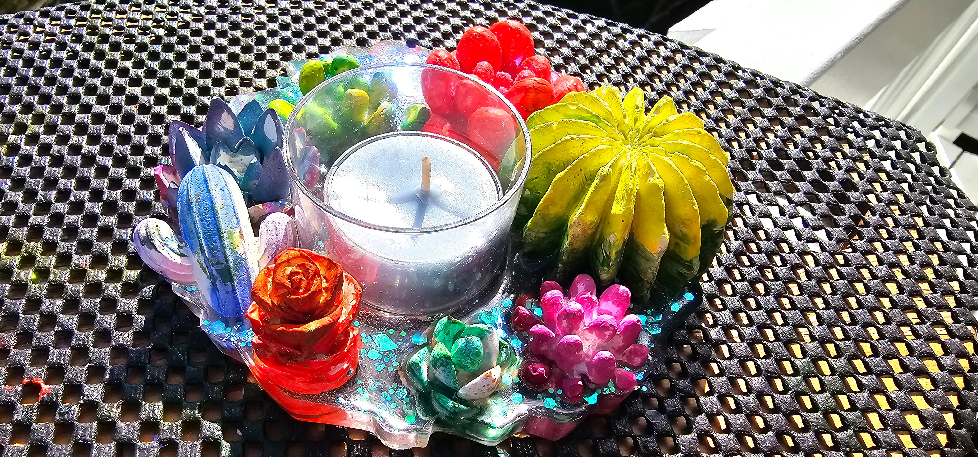 HANDMADE CRYSTAL TEA LIGHT CANDLE HOLDERS-made by me.