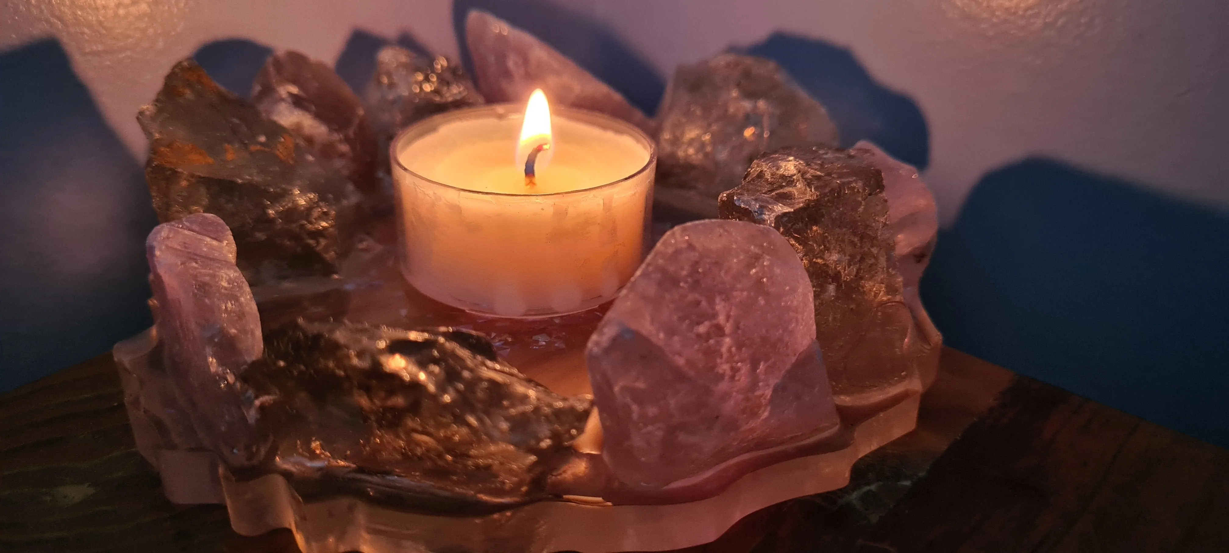 HANDMADE CRYSTAL TEA LIGHT CANDLE HOLDERS-made by me.