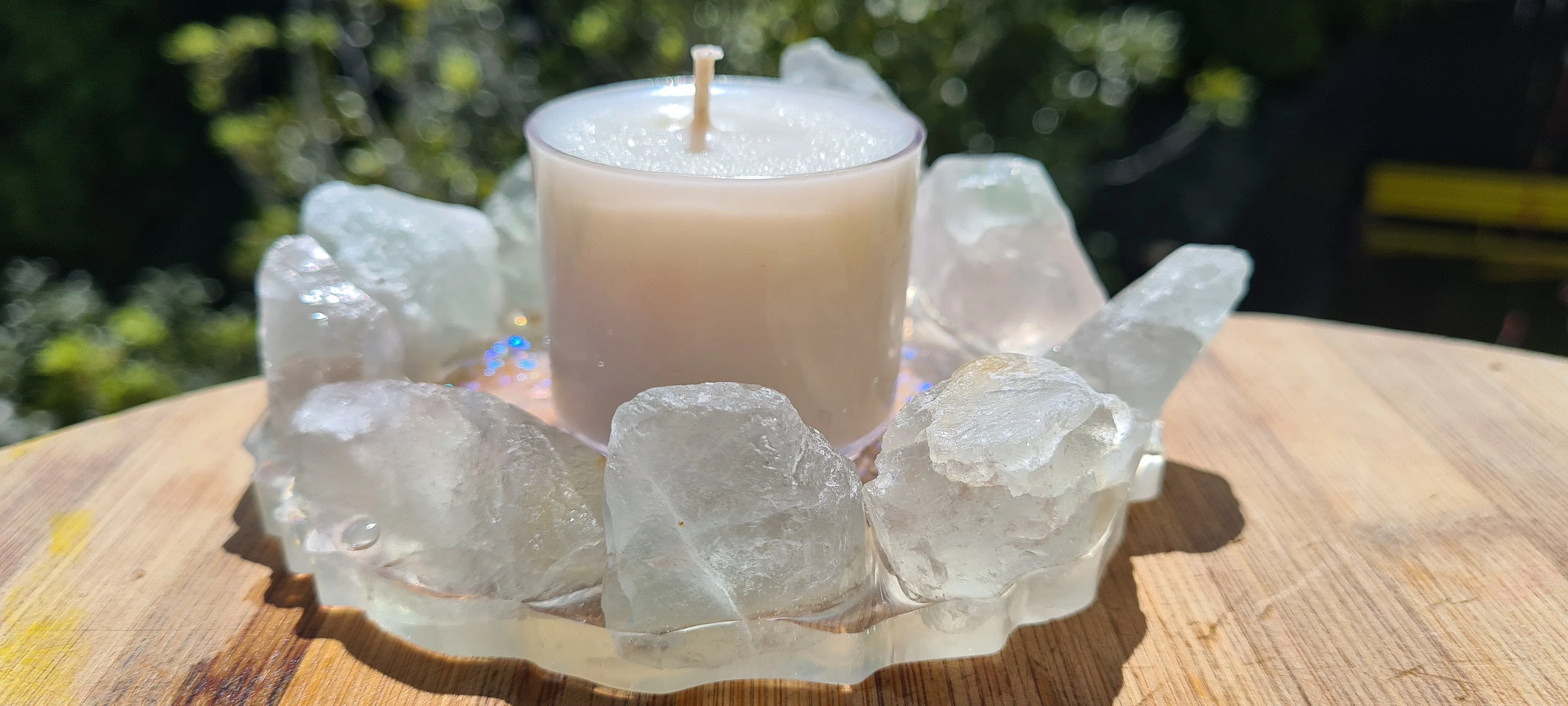HANDMADE CRYSTAL TEA LIGHT CANDLE HOLDERS-made by me.