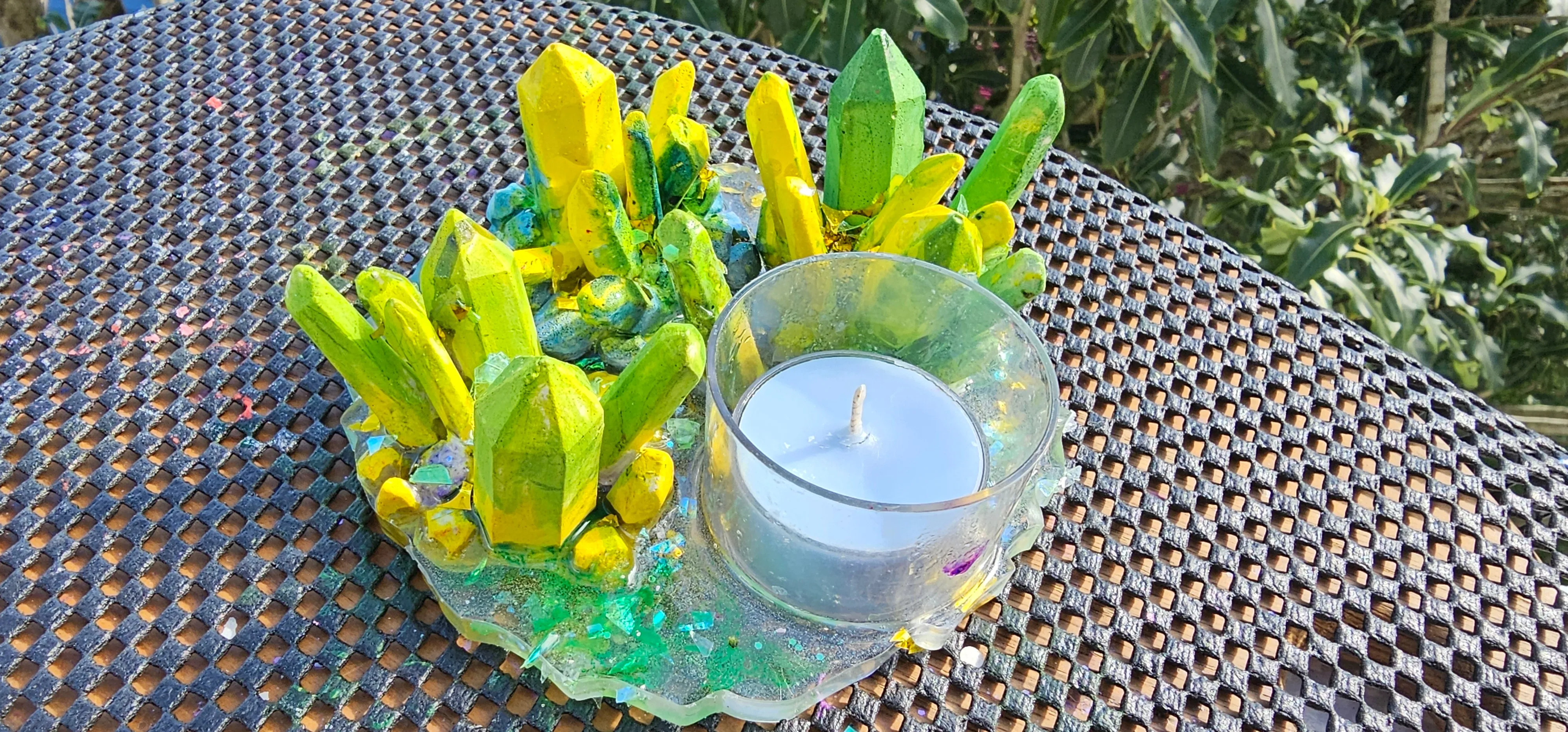 HANDMADE CRYSTAL TEA LIGHT CANDLE HOLDERS-made by me.