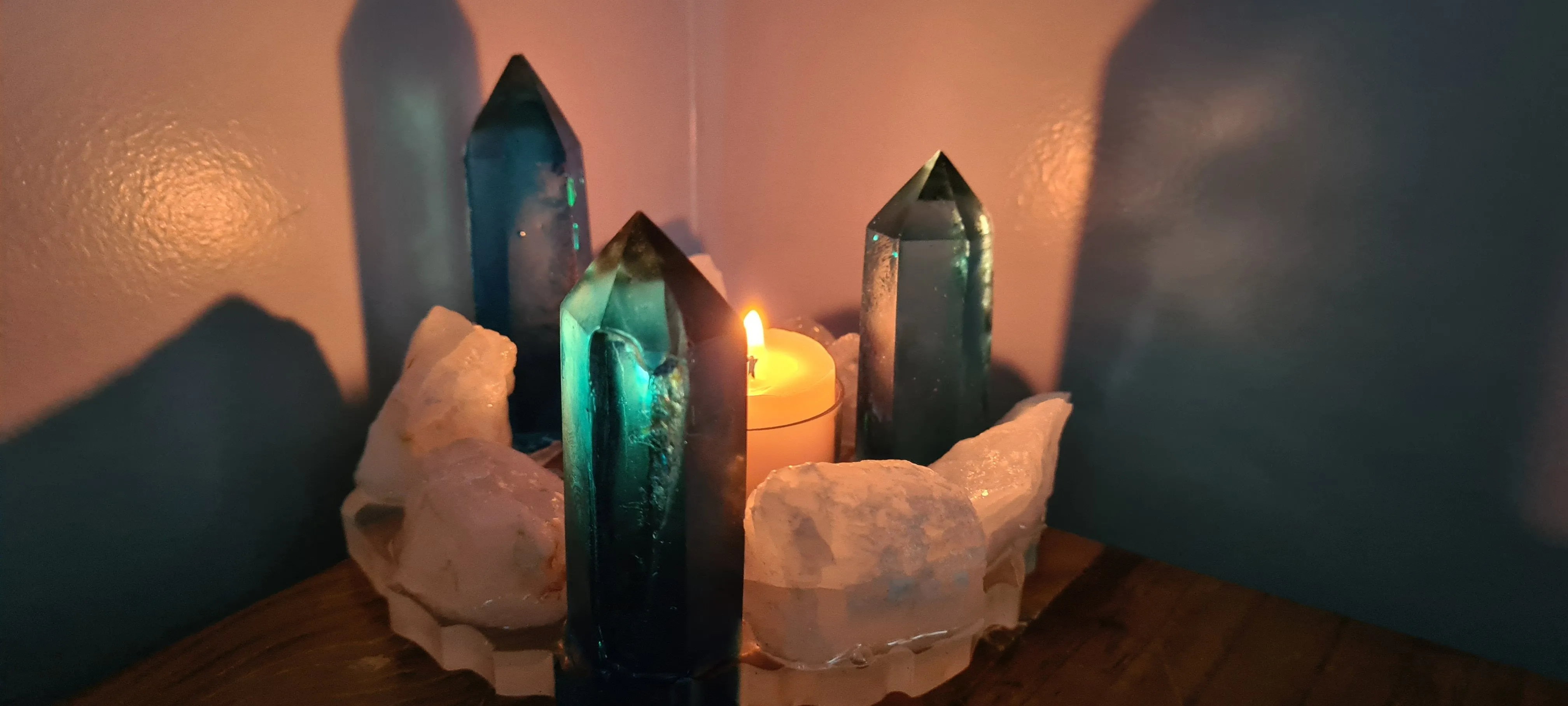 HANDMADE CRYSTAL TEA LIGHT CANDLE HOLDERS-made by me.