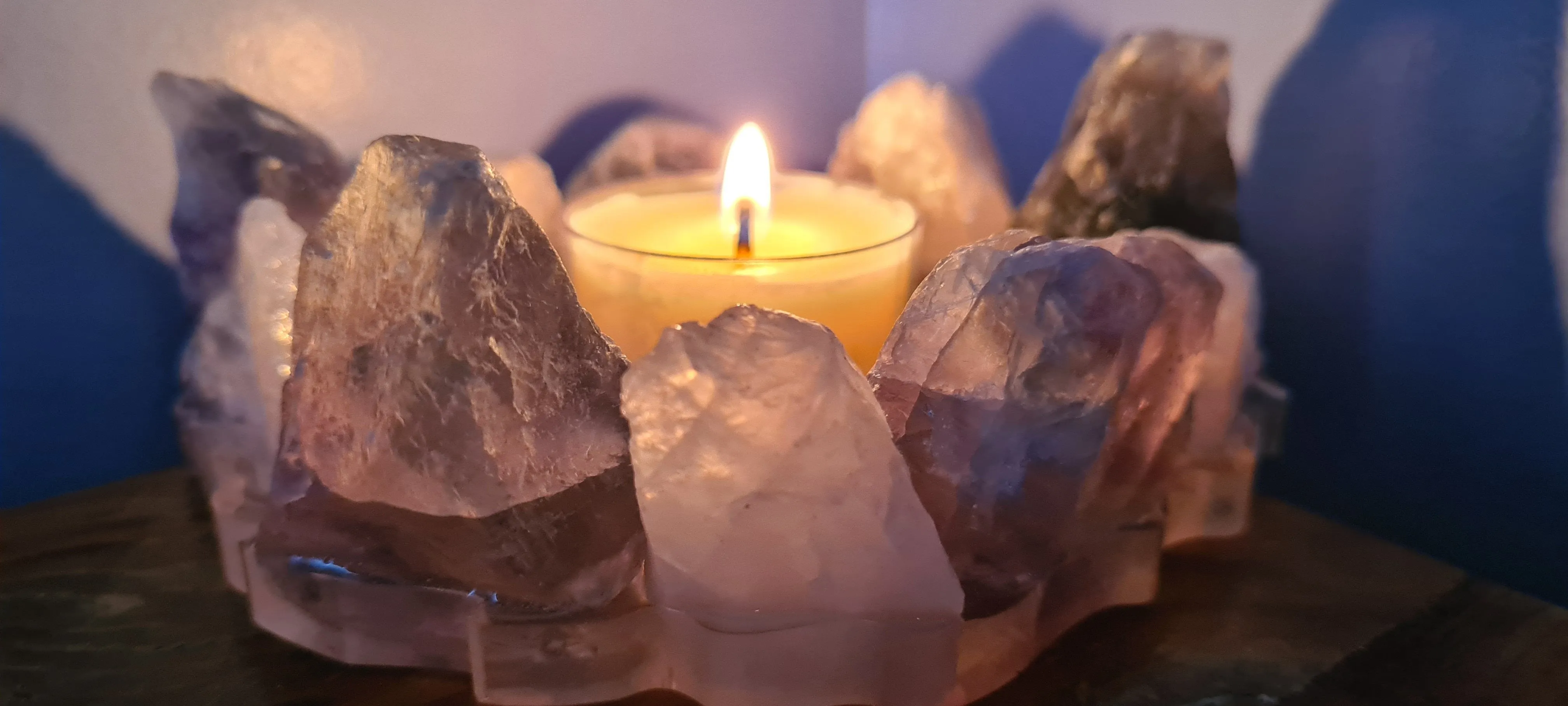 HANDMADE CRYSTAL TEA LIGHT CANDLE HOLDERS-made by me.