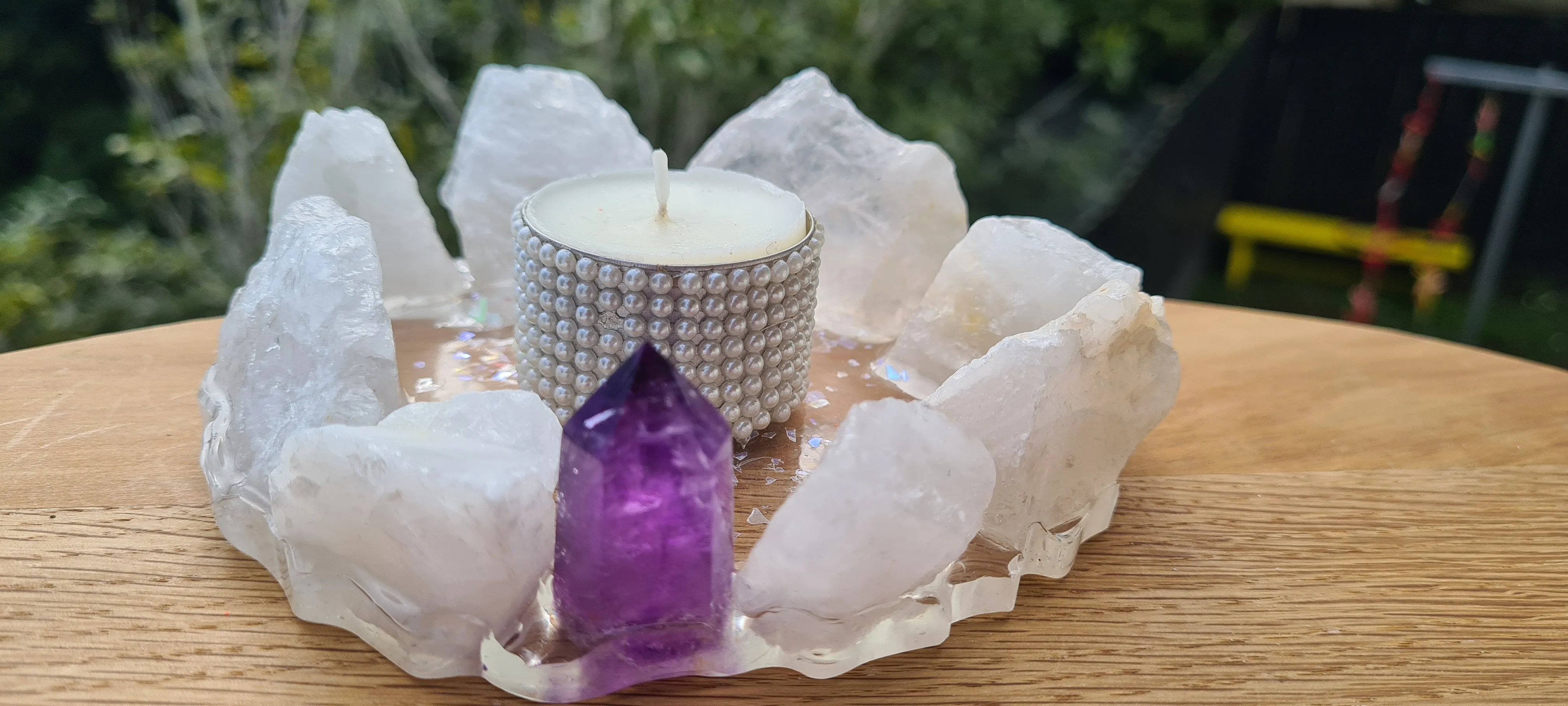 HANDMADE CRYSTAL TEA LIGHT CANDLE HOLDERS-made by me.