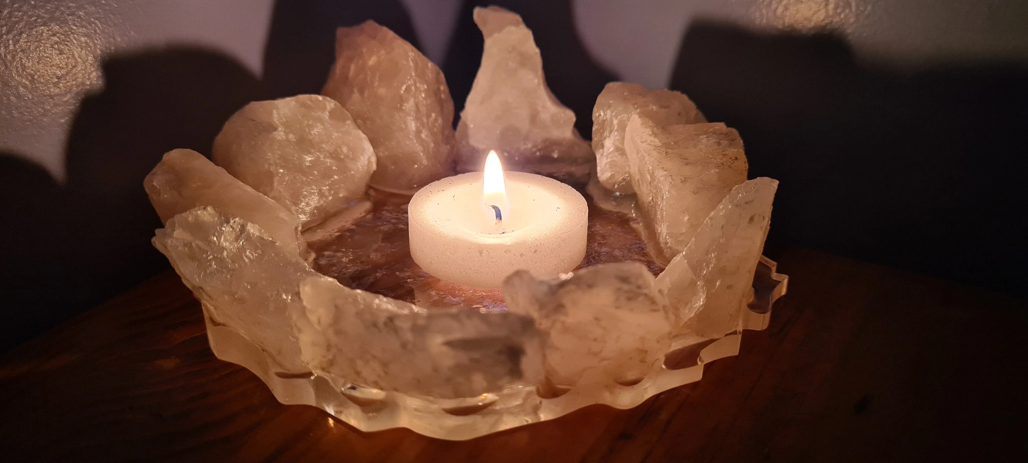 HANDMADE CRYSTAL TEA LIGHT CANDLE HOLDERS-made by me.