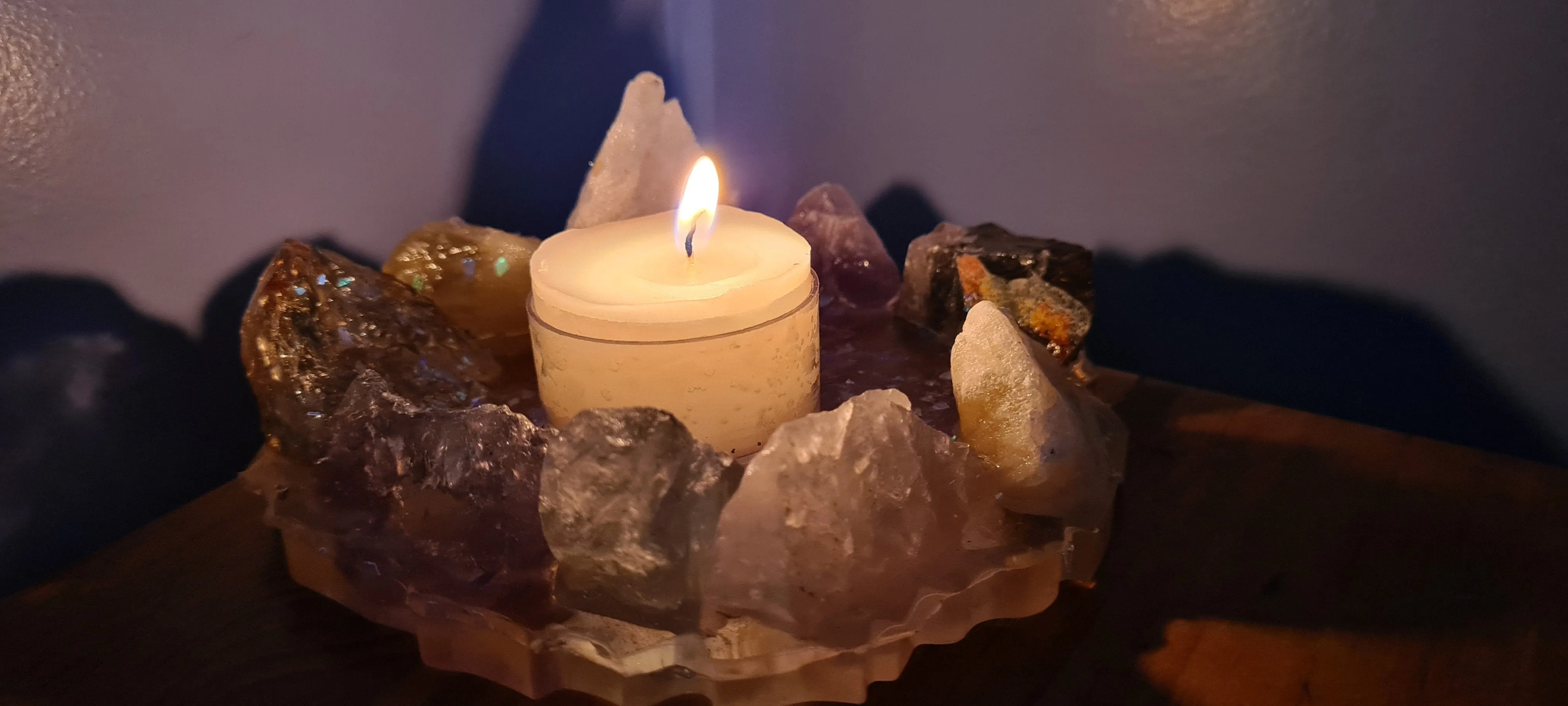 HANDMADE CRYSTAL TEA LIGHT CANDLE HOLDERS-made by me.