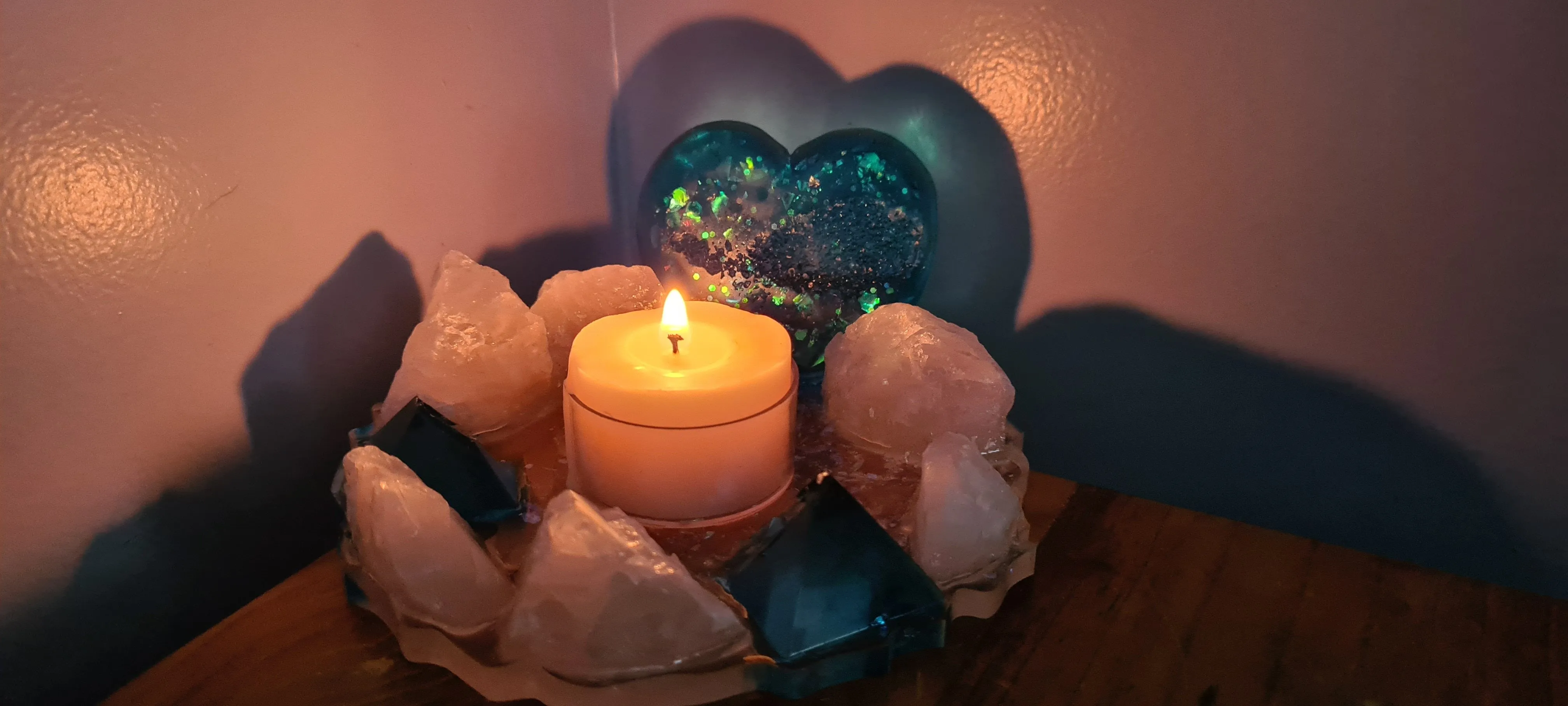 HANDMADE CRYSTAL TEA LIGHT CANDLE HOLDERS-made by me.