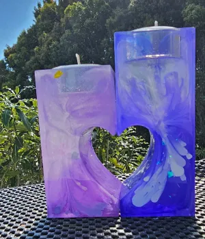 HANDMADE PURPLE HEART SET OF 2 TEA LIGHT CANDLE HOLDER(1)