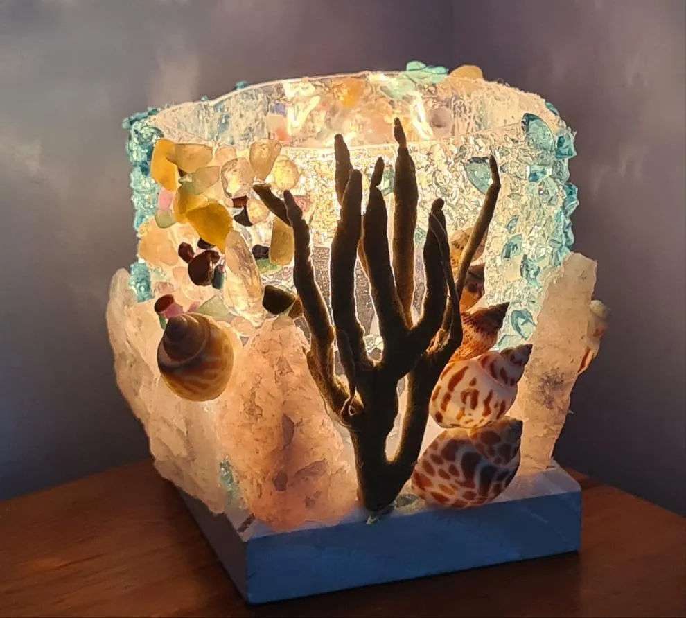 HANDMADE ROSE QUARTZ BEACHY LAMP