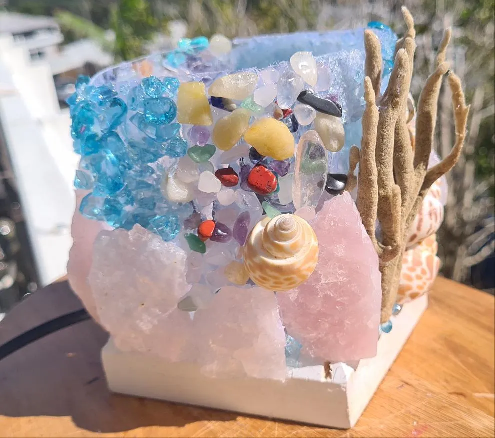 HANDMADE ROSE QUARTZ BEACHY LAMP