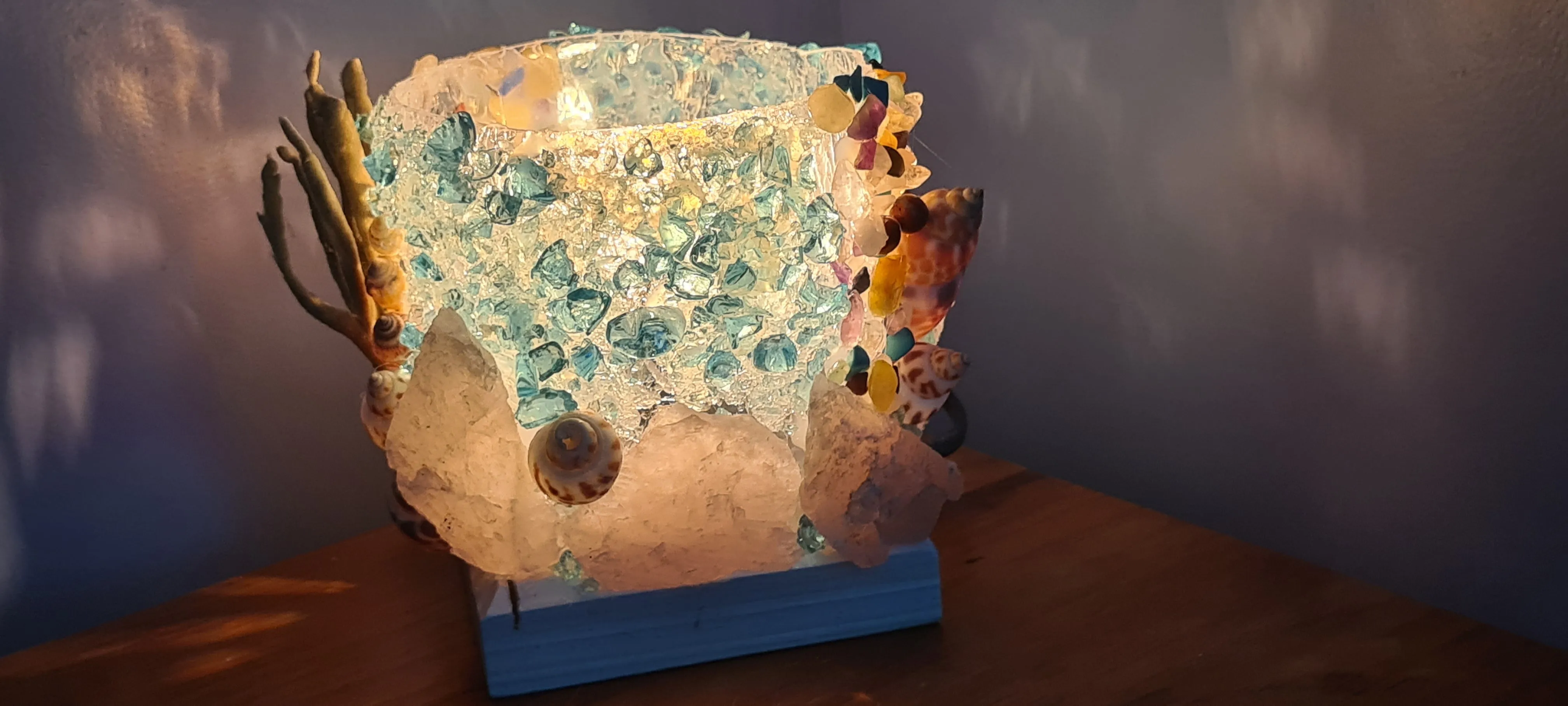 HANDMADE ROSE QUARTZ BEACHY LAMP