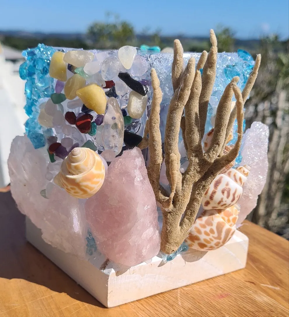 HANDMADE ROSE QUARTZ BEACHY LAMP