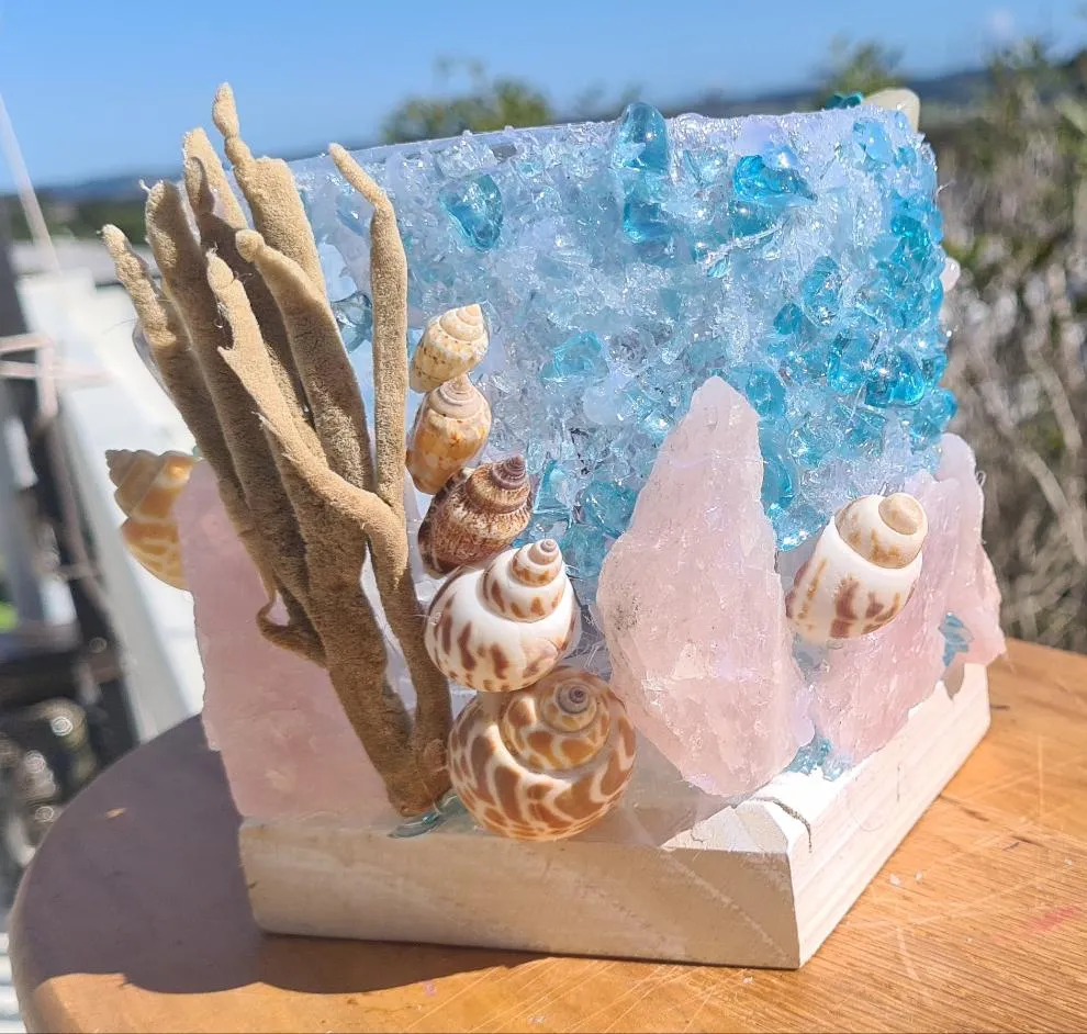 HANDMADE ROSE QUARTZ BEACHY LAMP