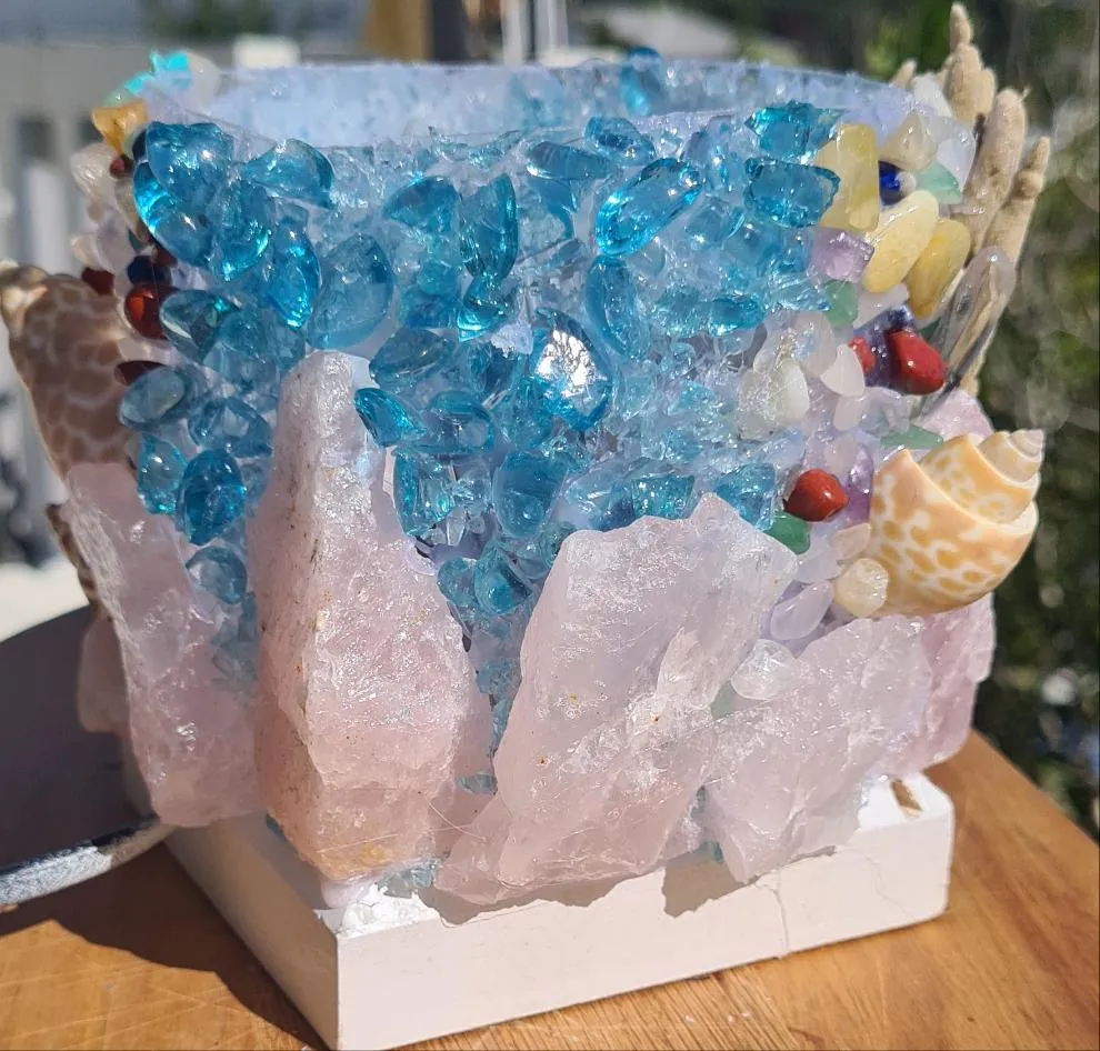 HANDMADE ROSE QUARTZ BEACHY LAMP