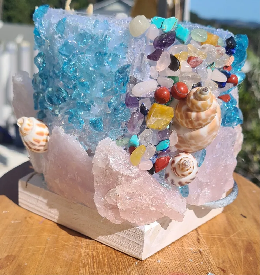 HANDMADE ROSE QUARTZ BEACHY LAMP