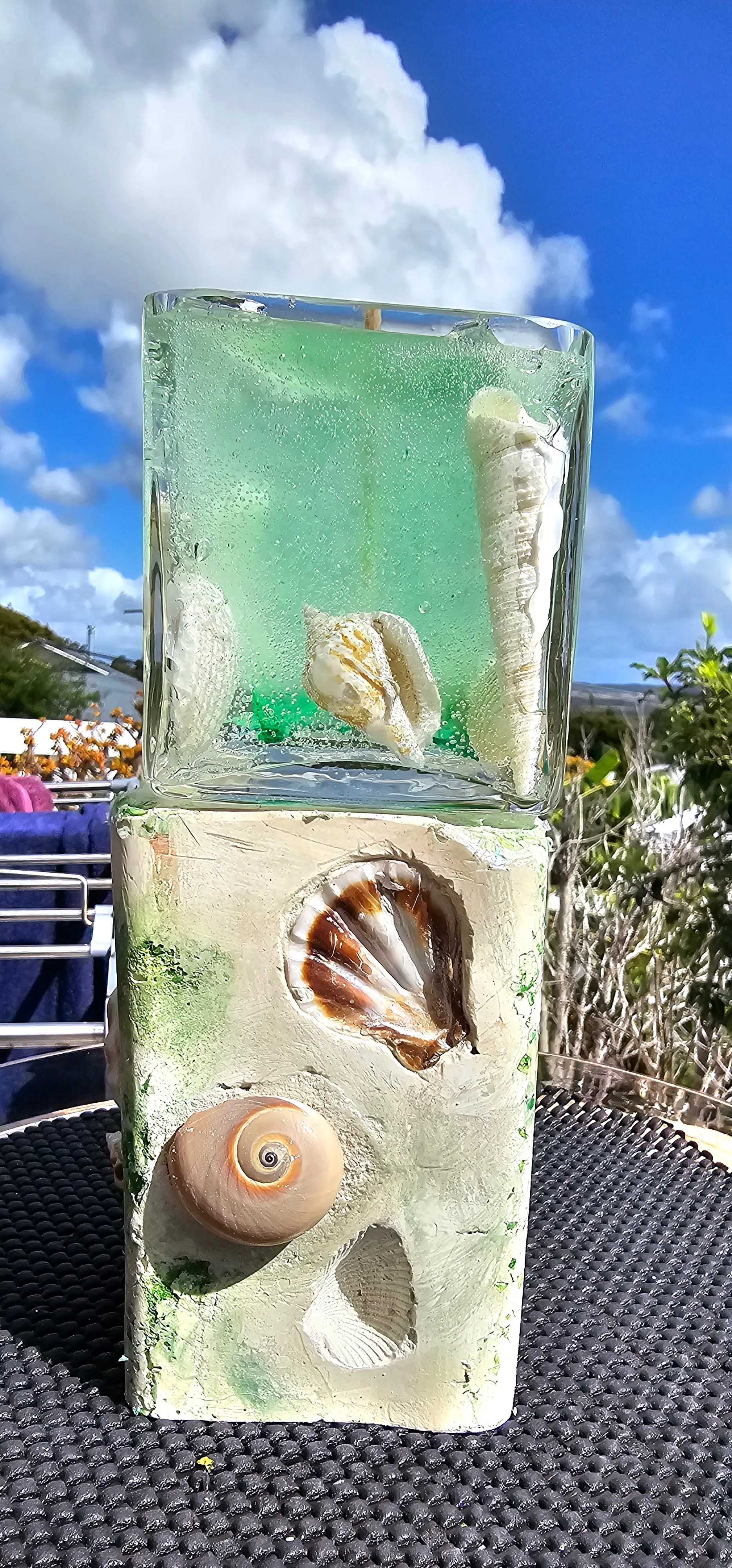 HANDMADE SHELL CANDLE HOLDER