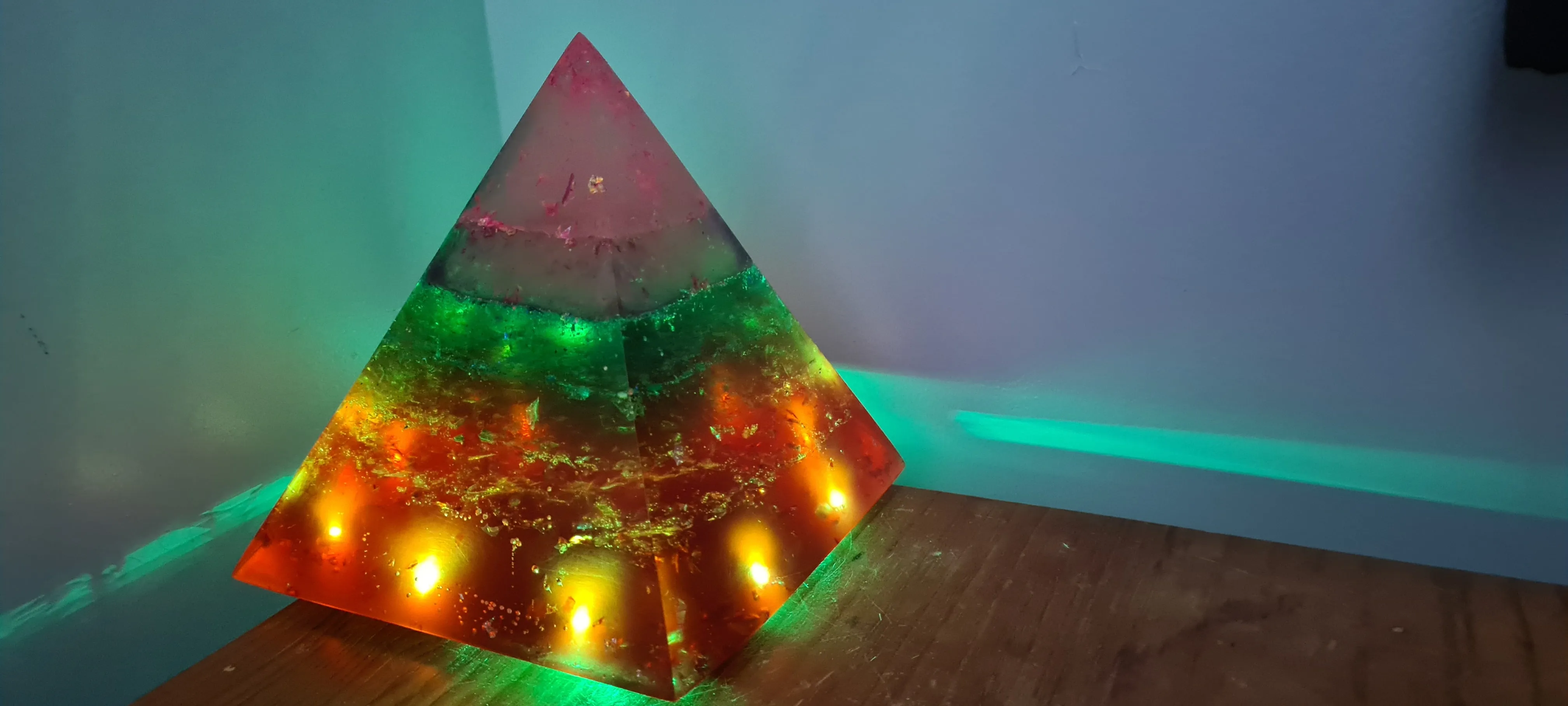 LARGE CHAKRA PYRAMID LAMP-Made by me