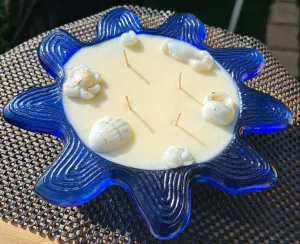 LUCIOUS LIME IN A BEAUTIFUL UNIQUE BLUE GLASS SUN BOWL