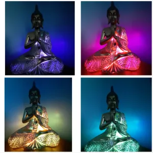 UNIQUE COLOUR CHANGING DIAMOND MIRROR SARI BUDDHA LAMP-put together by me