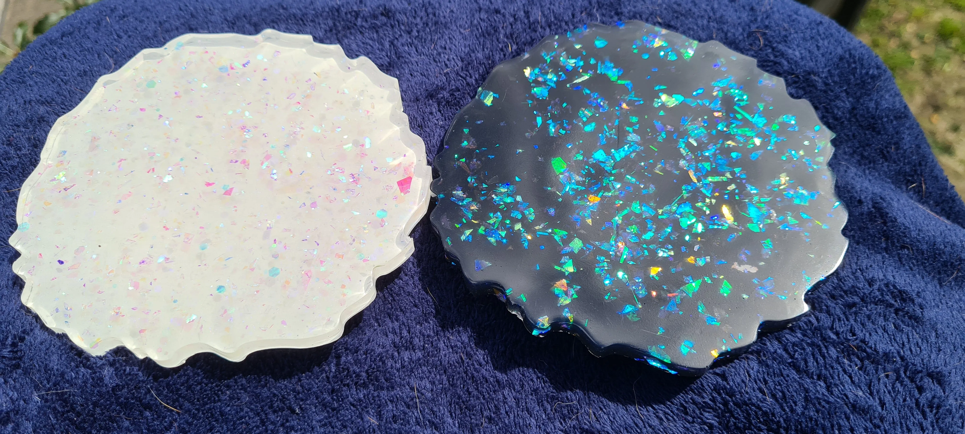 WHITE & BLACK OPAL GEODE COASTER SET of 4