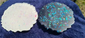 WHITE & BLACK OPAL GEODE COASTER SET of 4