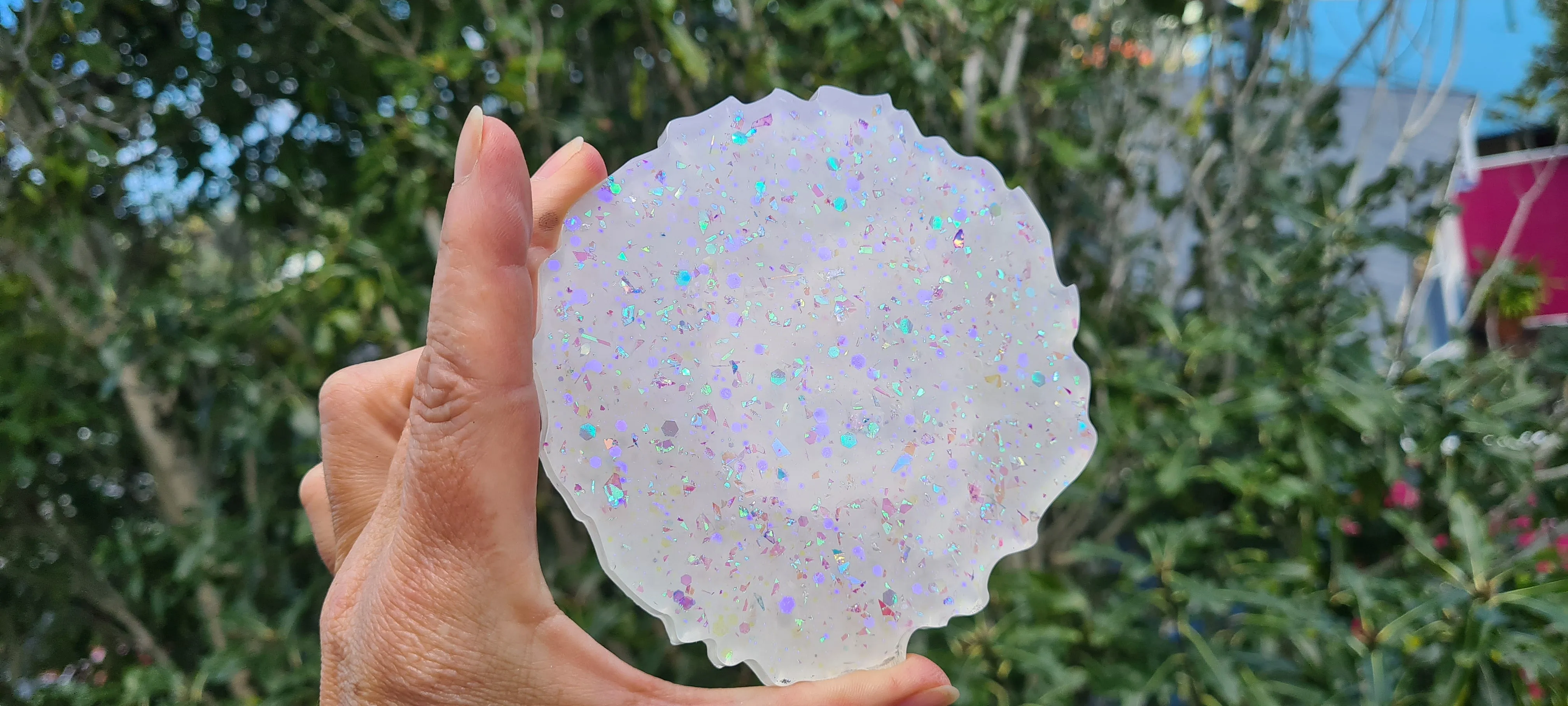 WHITE & BLACK OPAL GEODE COASTER SET of 4