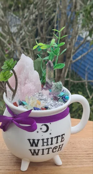 WHITE WITCH CAULDRON CRYSTAL GARDEN MUG