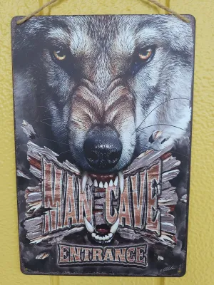 WOLF MAN CAVE ENTRANCE METAL WALL ART