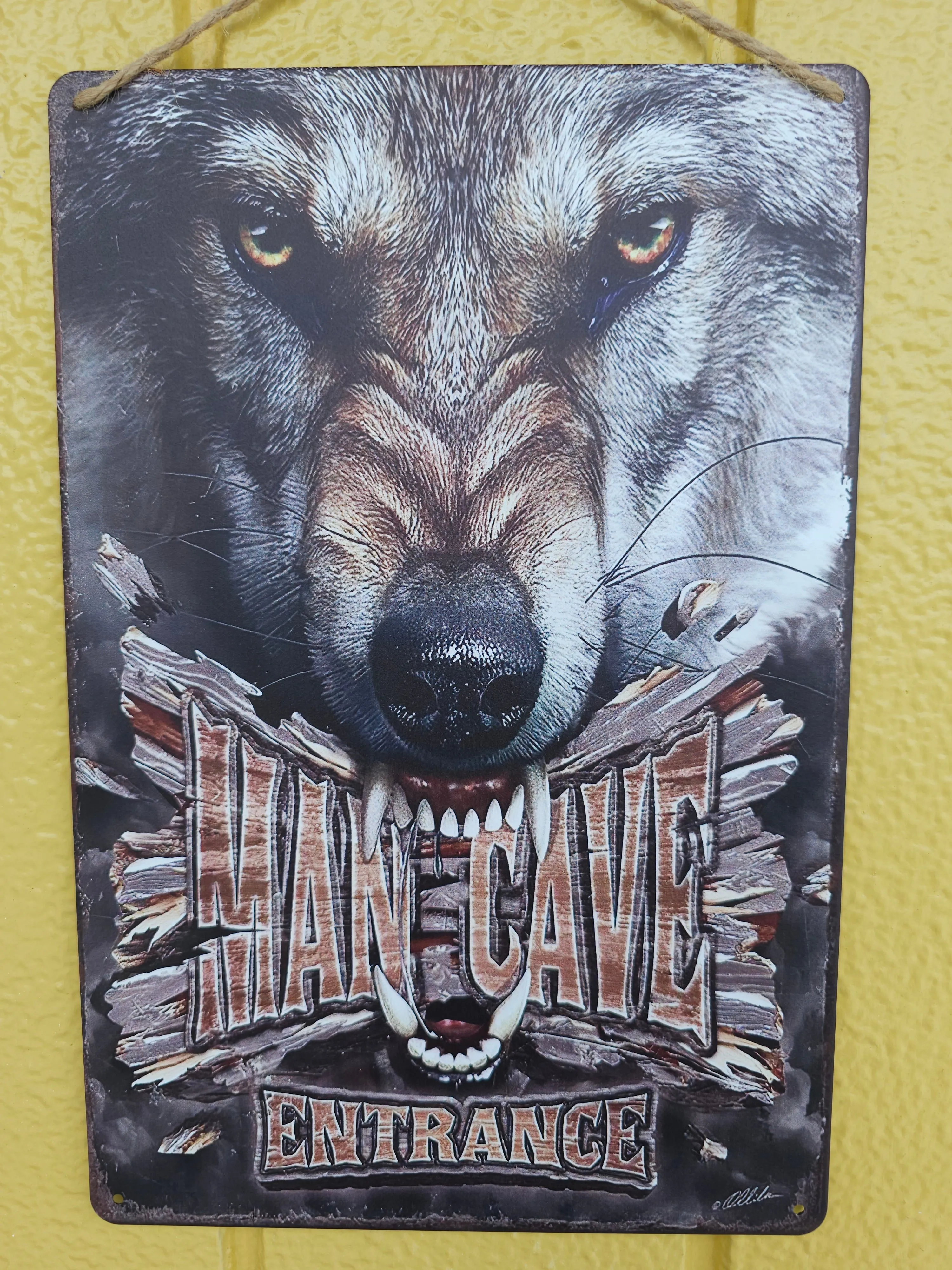WOLF MAN CAVE ENTRANCE METAL WALL ART